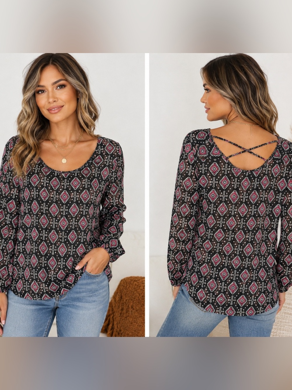Maurice’s Sheer Tunic With Crisscross Back, Size Med, NWT
